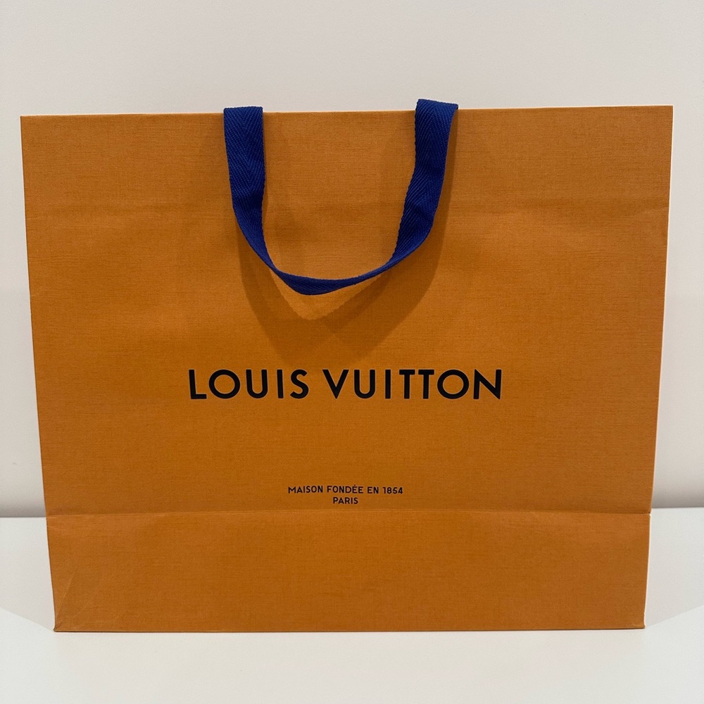 Louis Vuitton Orange Paper Shopping Bag (minor flaws)|Size 15.75x13.5x6.3 inches